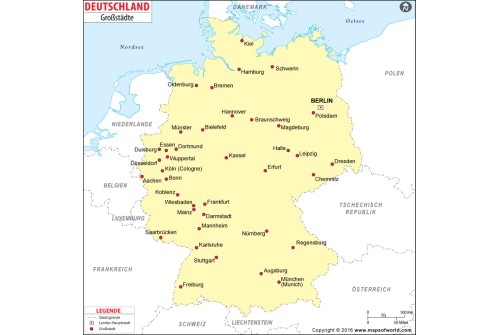 Germany Major Cities Deutsch Map
